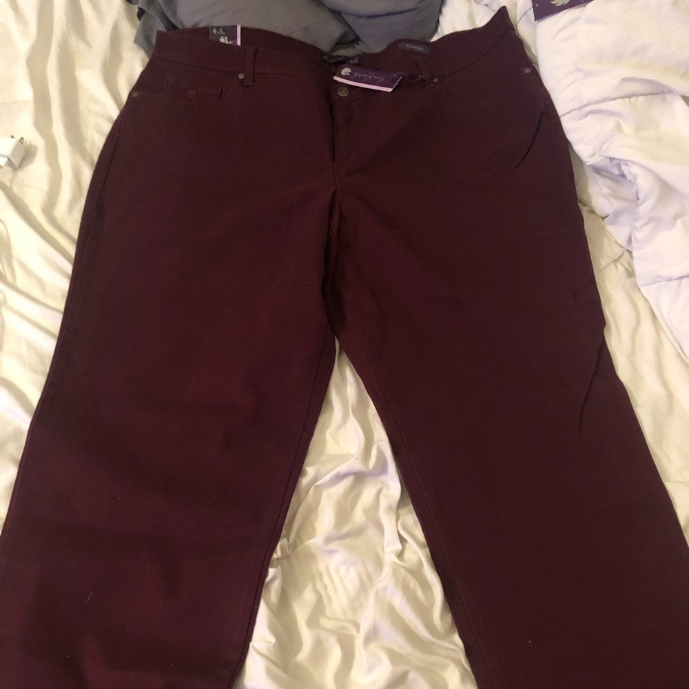 Burgundy boot cut pants